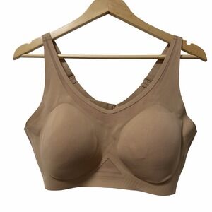 Honey‎ Love CrossFlex Activity Wireless Bra Size L Sand Supportive Full Coverage